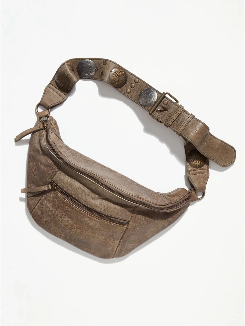 Free People Wilder Embellished Leather Sling Bag Crossbody Frozen Earth